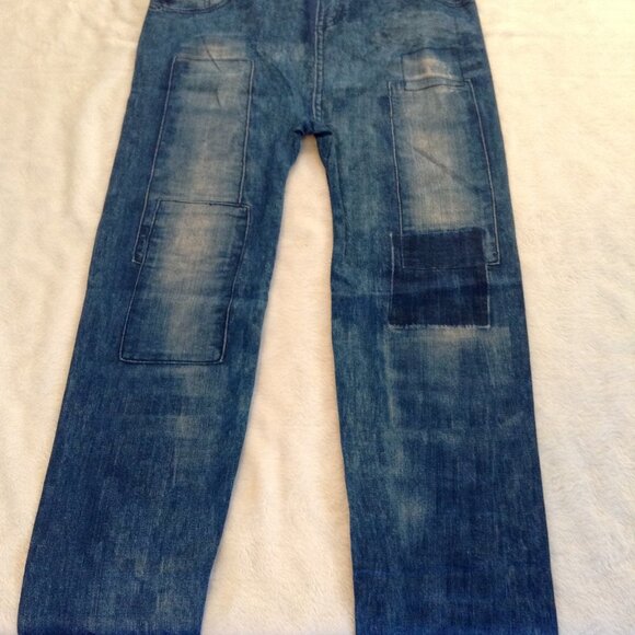 Style Blue leggings w faux pocket print leg M NWOT - Picture 2 of 5